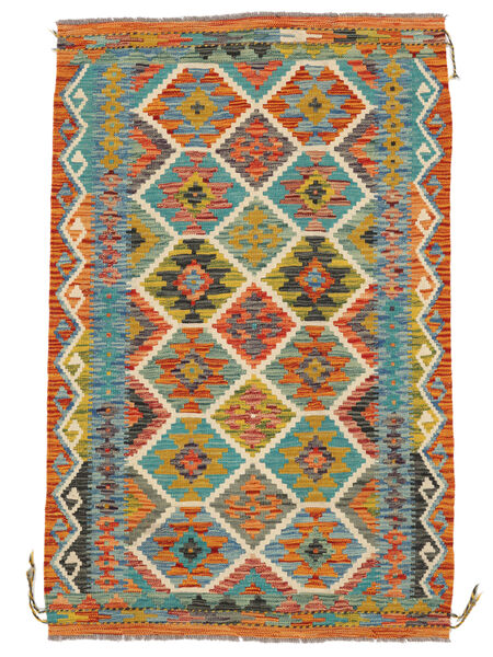  Orientalsk Kelim Afghan Old Style Teppe 100X154 Mørk Grønn/Brun Ull, Afghanistan Carpetvista