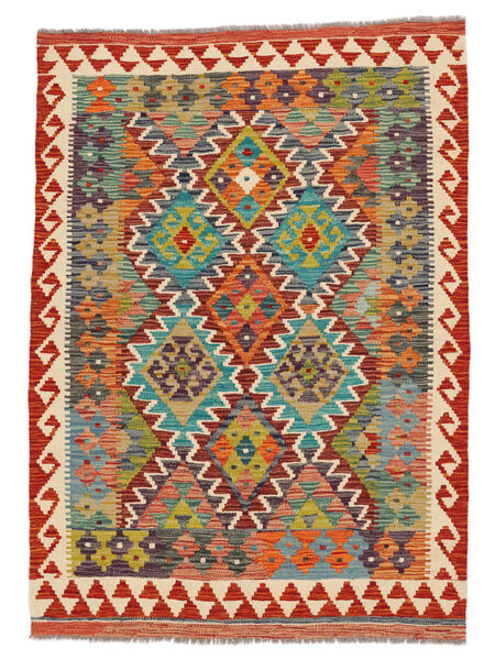  Orientalischer Kelim Afghan Old Stil Teppich 107X148 Schwarz/Dunkelrot Wolle, Afghanistan Carpetvista