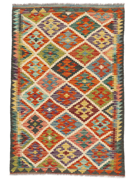  99X148 Kelim Afghan Old Style Matot Matto Musta/Tummanpunainen Afganistan Carpetvista