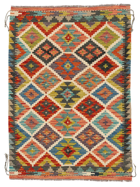 102X142 絨毯 オリエンタル キリム アフガン オールド スタイル ブラック/ダークイエロー (ウール, アフガニスタン) Carpetvista