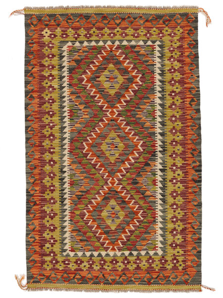  99X161 Kelim Afghan Old Style Matot Matto Ruskea/Tummanpunainen Afganistan Carpetvista