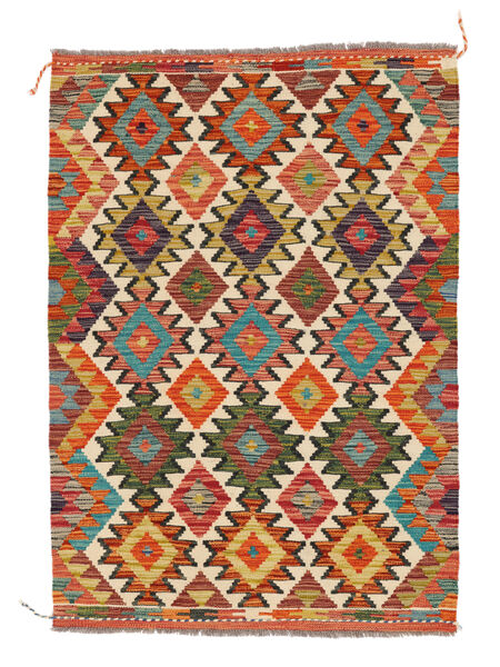  102X145 Kelim Afghan Old Style Matot Matto Ruskea/Tummanpunainen Afganistan Carpetvista