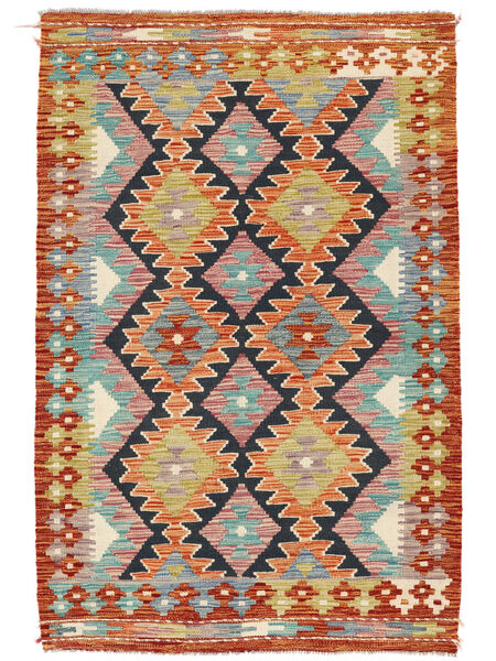  99X152 Kelim Afghan Old Style Matot Matto Ruskea/Tummanpunainen Afganistan Carpetvista