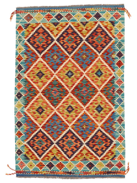  99X153 Kelim Afghan Old Style Tæppe Mørkerød/Orange Afghanistan Carpetvista