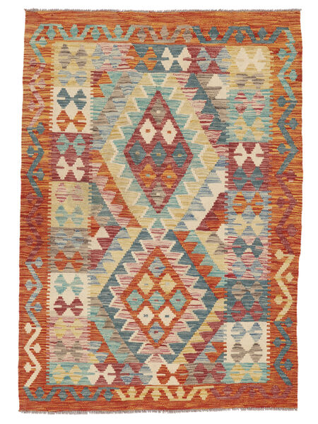  104X148 Kelim Afghan Old Stil Teppich Dunkelrot/Braun Afghanistan Carpetvista
