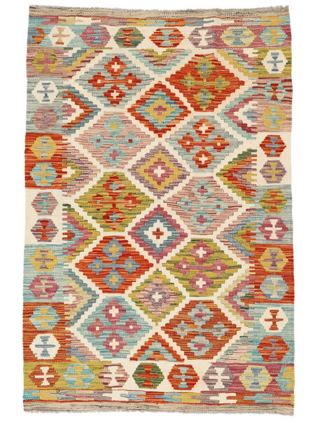  99X148 Kelim Afghan Old Stil Teppich Grün/Orange Afghanistan Carpetvista