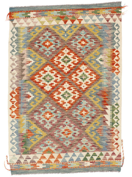  96X142 Kelim Afghan Old Stil Teppich Braun/Grün Afghanistan Carpetvista