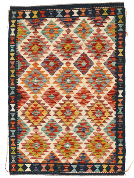101X148 Kelim Afghan Old Style Matta Orientalisk Svart/Orange (Ull, Afghanistan) Carpetvista