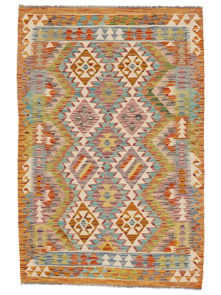 112X167 絨毯 キリム アフガン オールド スタイル オリエンタル 茶色/グリーン (ウール, アフガニスタン) Carpetvista