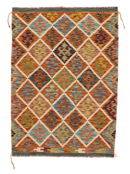  105X146 Kelim Afghan Old Style Matot Matto Ruskea/Tummanpunainen Afganistan Carpetvista