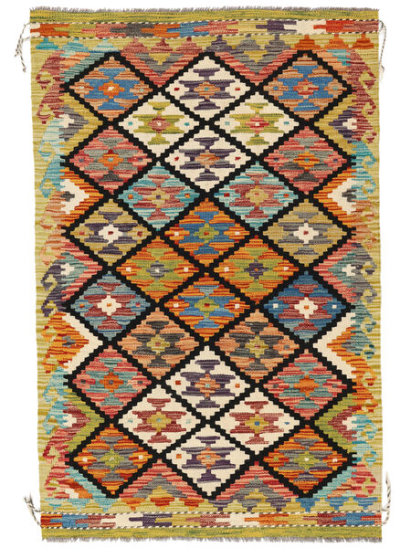  99X152 Kelim Afghan Old Style Matta Svart/Orange Afghanistan Carpetvista