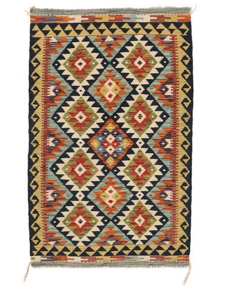  97X152 Kelim Afghan Old Style Vloerkleed Zwart/Donkerrood Afghanistan Carpetvista