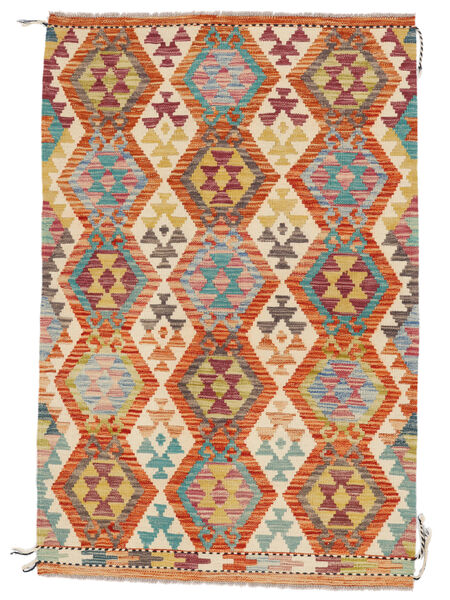 絨毯 キリム アフガン オールド スタイル 98X147 オレンジ/ダークレッド (ウール, アフガニスタン)