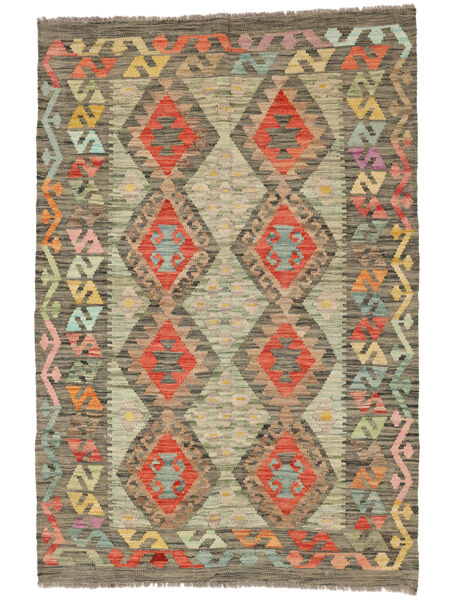 キリム アフガン オールド スタイル 絨毯 116X179 ウール 茶色/グリーン 小 Carpetvista