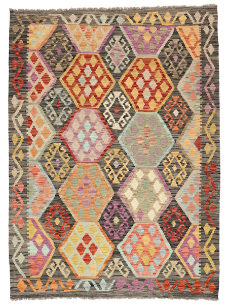  Kelim Afghan Old Style Matot 128X174 Ruskea/Tummanpunainen Carpetvista