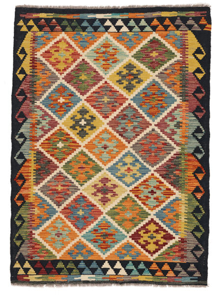 絨毯 キリム アフガン オールド スタイル 103X143 茶色/ブラック (ウール, アフガニスタン)