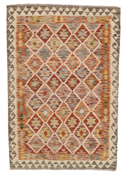  108X156 Kelim Afghan Old Style Vloerkleed Bruin/Oranje Afghanistan Carpetvista