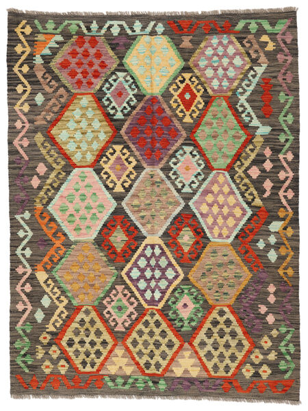 133X175 Kelim Afghan Old Style Teppe Orientalsk Brun/Grønn (Ull, Afghanistan) Carpetvista