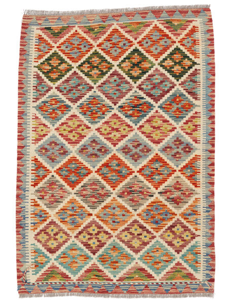絨毯 キリム アフガン オールド スタイル 100X145 茶色/ダークレッド (ウール, アフガニスタン)