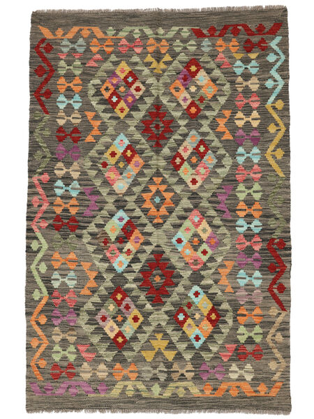  Orientalsk Kelim Afghan Old Style Teppe 119X182 Brun/Svart Ull, Afghanistan Carpetvista