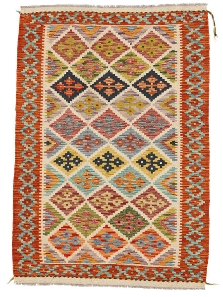  Ćilim Afghan Old Style Tepih 101X147 Vuneni Tamno Crvena/Narančasta Mali Sag Carpetvista