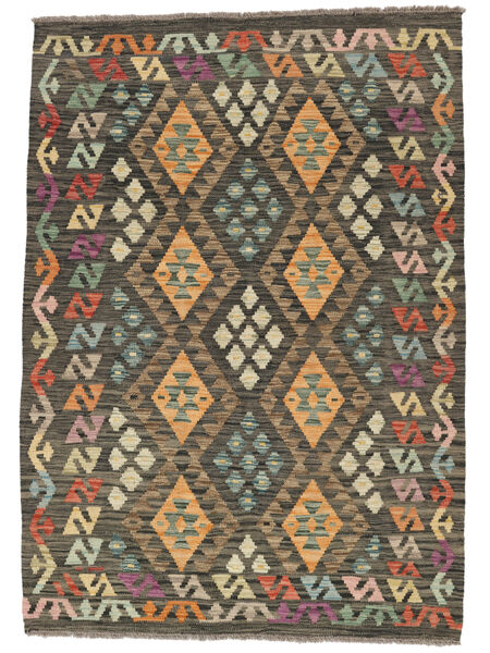 Kelim Afghan Old Stil Teppich 127X182 Braun/Schwarz Wolle, Afghanistan Carpetvista