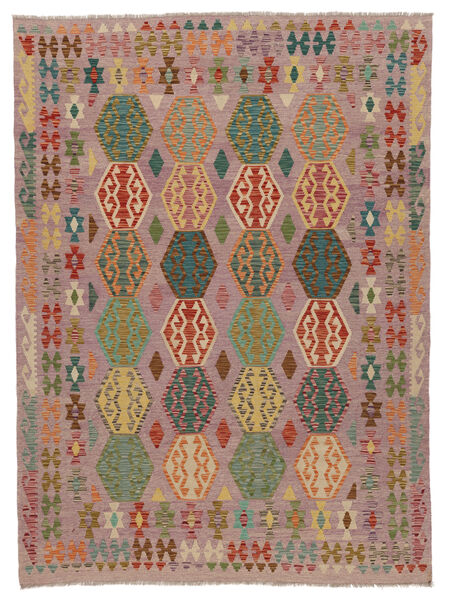 絨毯 キリム アフガン オールド スタイル 214X291 茶色/ダークイエロー (ウール, アフガニスタン)
