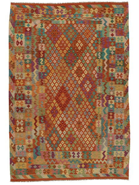 204X301 Kelim Afghan Old Style Matot Matto Itämainen Tummanpunainen/Ruskea (Villa, Afganistan) Carpetvista