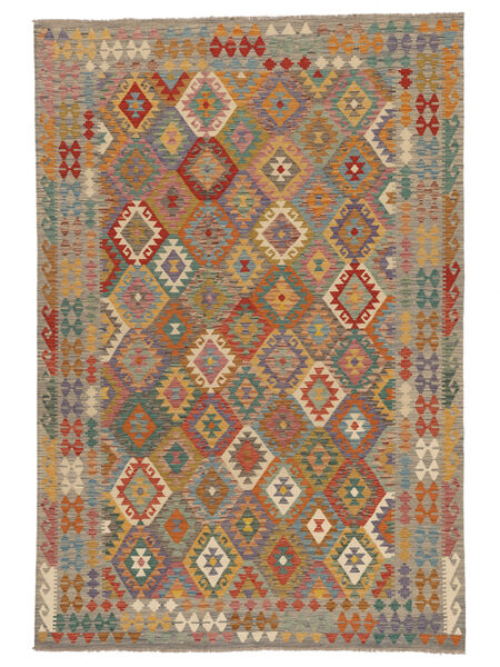  Kelim Afghan Old Style 201X295 Ullmatta Brun/Mörkgrön Carpetvista