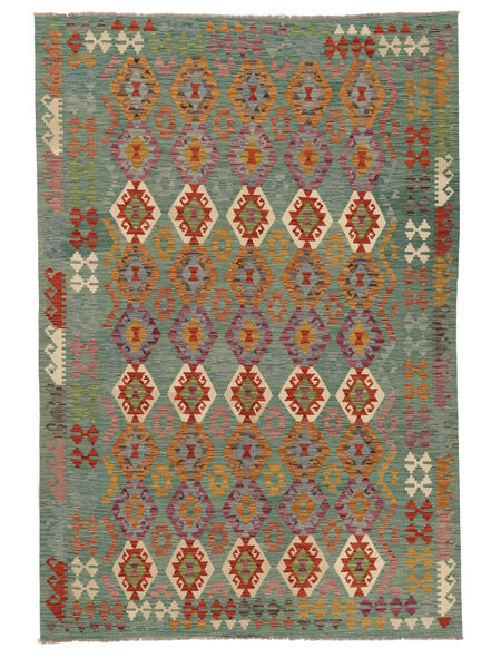  Kilim Afghan Old Style Rug 200X297 Wool Dark Green/Brown Carpetvista