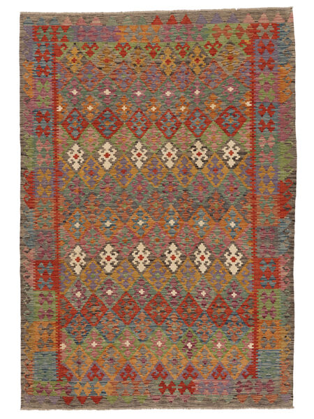 絨毯 オリエンタル キリム アフガン オールド スタイル 200X288 茶色/ダークレッド (ウール, アフガニスタン)