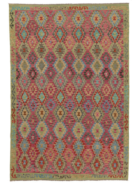 203X297 Alfombra Oriental Kilim Afghan Old Style Rojo Oscuro/Marrón (Lana, Afganistán) Carpetvista