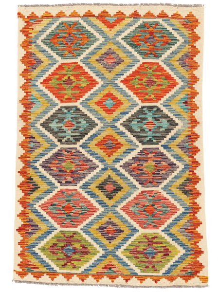  95X141 Kelim Afghan Old Stil Teppich Orange/Grün Afghanistan Carpetvista