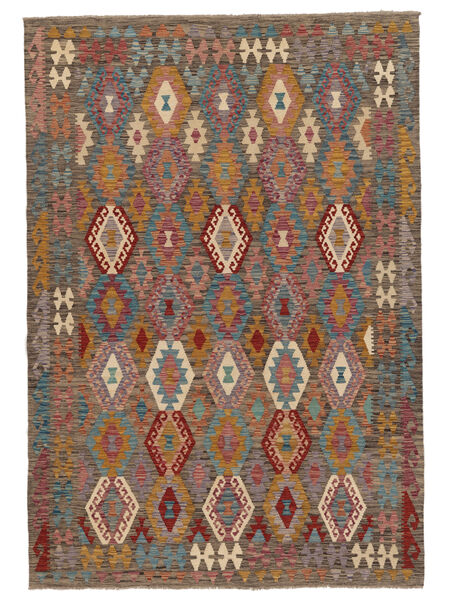  Kilim Afghan Old Style Rug 201X290 Wool Brown/Black Carpetvista