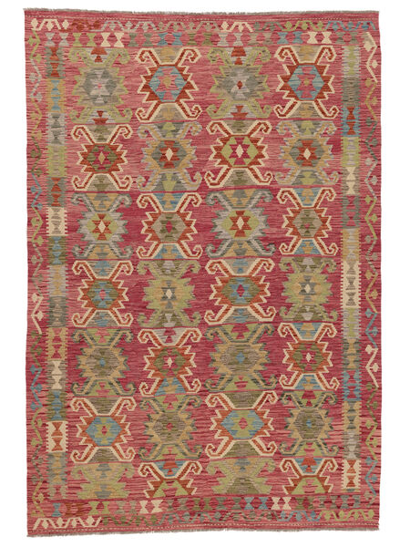 Kelim Afghan Old Style Matot Matto 207X299 Ruskea/Tummanpunainen Villa, Afganistan Carpetvista