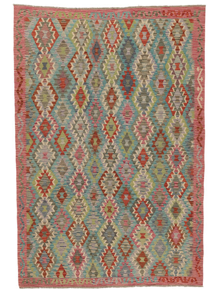 202X294 Kelim Afghan Old Style Teppe Orientalsk Grønn/Brun (Ull, Afghanistan) Carpetvista