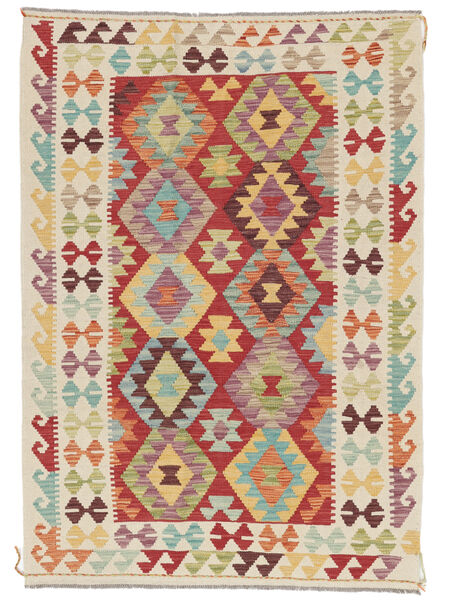 124X174 絨毯 オリエンタル キリム アフガン オールド スタイル ダークレッド/ベージュ (ウール, アフガニスタン) Carpetvista