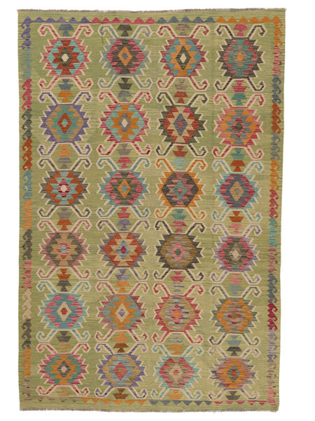  Kilim Afghan Old Style Tapis 202X301 De Laine Marron/Jaune Foncé Carpetvista