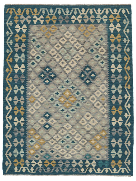 絨毯 キリム アフガン オールド スタイル 133X174 ブラック/ダークイエロー (ウール, アフガニスタン)