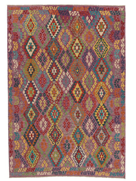  Kelim Afghan Old Style Matot 209X302 Villamatto Tummanpunainen/Tummanvihreä Matto Carpetvista