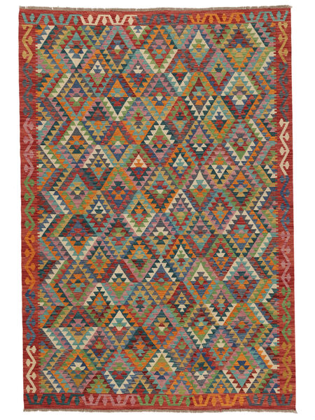 205X298 Tapis D'orient Kilim Afghan Old Style Rouge Foncé/Marron (Laine, Afghanistan) Carpetvista