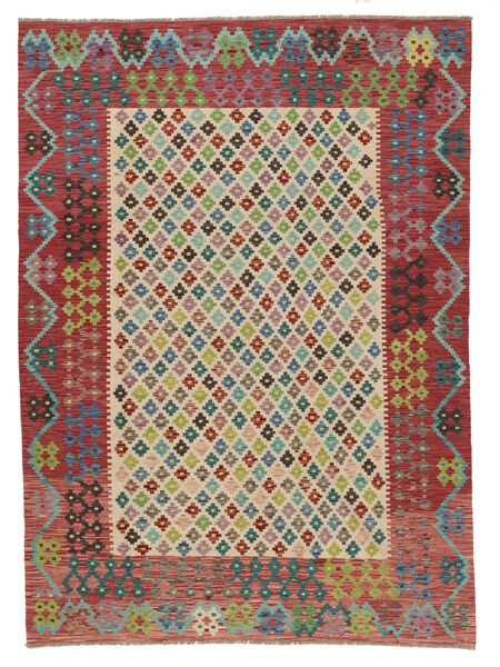 絨毯 キリム アフガン オールド スタイル 211X290 ダークレッド/オレンジ (ウール, アフガニスタン)
