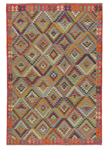 絨毯 キリム アフガン オールド スタイル 204X300 茶色/ブラック (ウール, アフガニスタン)