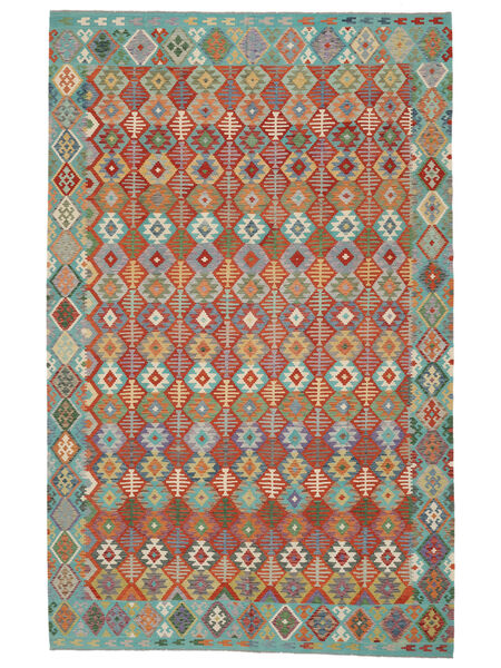  Kilim Afgán Old Style 307X483 Gyapjúszőnyeg Zöld/Sötétpiros Nagy Carpetvista