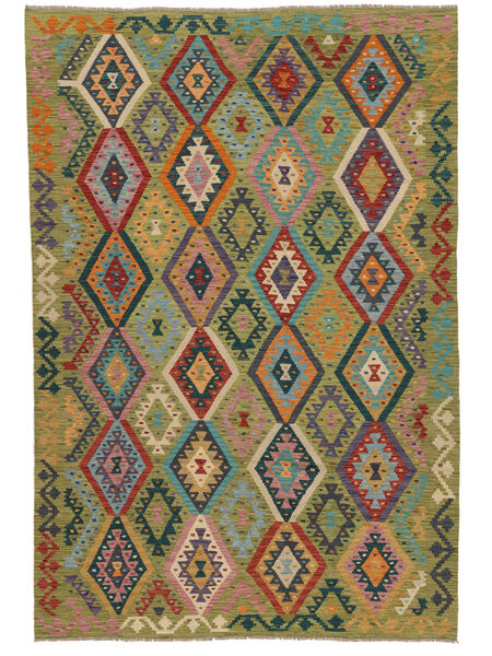 202X292 Kelim Afghan Old Stil Teppich Orientalischer Braun/Dunkelgelb (Wolle, Afghanistan) Carpetvista