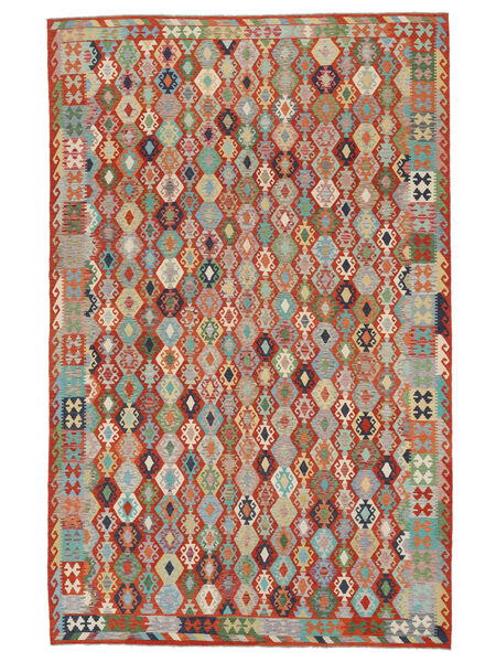Tapis D'orient Kilim Afghan Old Style 311X485 Rouge Foncé/Vert Grand (Laine, Afghanistan)