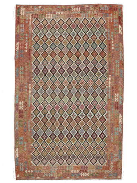 309X495 Kelim Afghan Old Style Matot Matto Ruskea/Tummanpunainen Afganistan Carpetvista