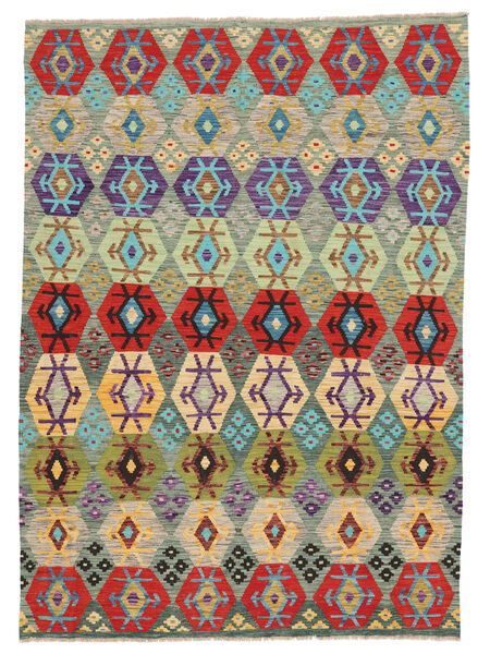  182X253 Kelim Afghan Old Stil Teppich Schwarz/Dunkelrot Afghanistan Carpetvista