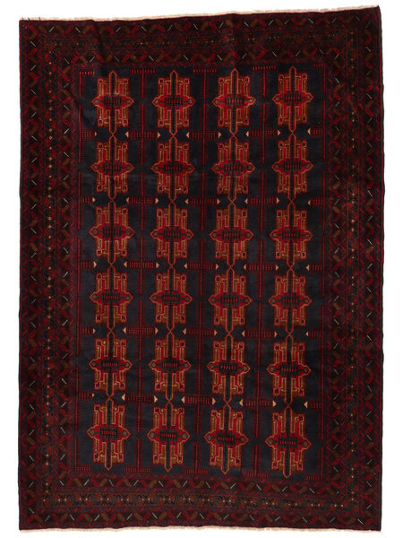  Orientalischer Belutsch Teppich 220X312 Schwarz/Dunkelrot Wolle, Afghanistan Carpetvista