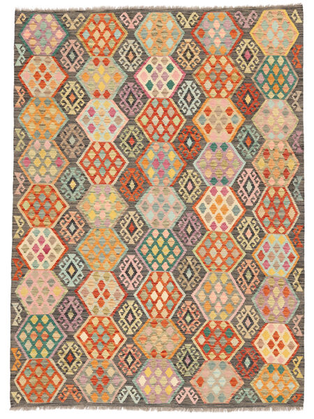 Kilim Afghan Old Style Rug 184X249 Brown/Green Wool, Afghanistan Carpetvista